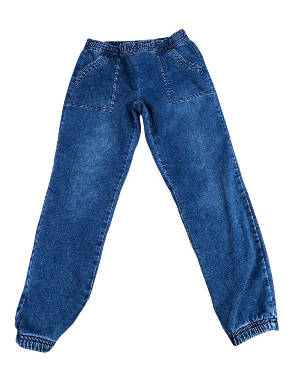 Blue Jean Jogger Pants SUPPLIES Vintage-Style Elastic Waist Pockets Grandma Mom